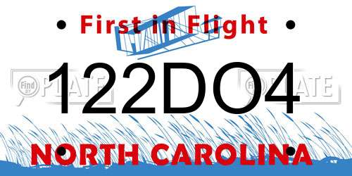 122DO4 North Carolina License Plate