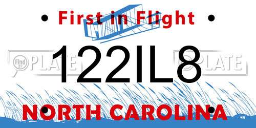 122IL8 North Carolina License Plate
