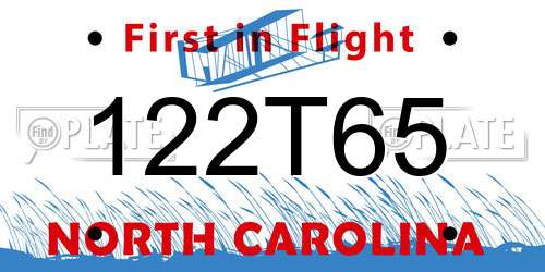 122T65 North Carolina License Plate