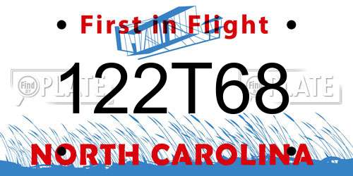 122T68 North Carolina License Plate