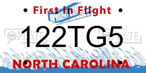 122TG5 North Carolina License Plate