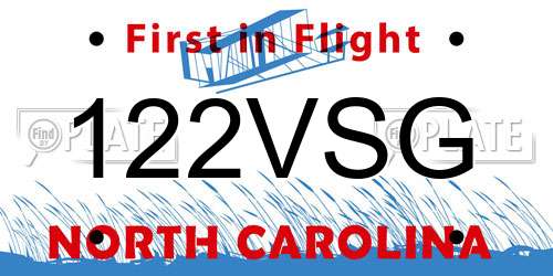 122VSG North Carolina License Plate