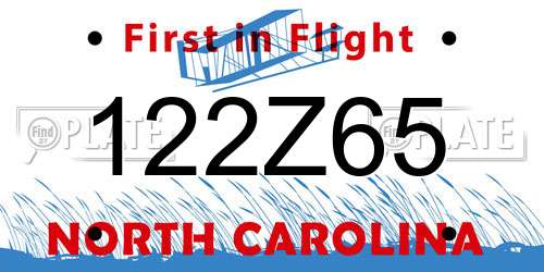 122Z65 North Carolina License Plate
