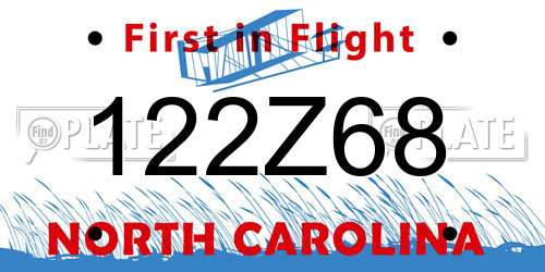 122Z68 North Carolina License Plate