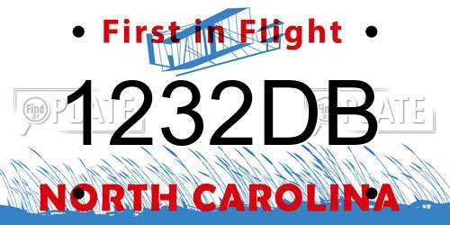 1232DB North Carolina License Plate
