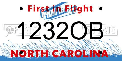 1232OB North Carolina License Plate
