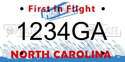 1234GA North Carolina License Plate