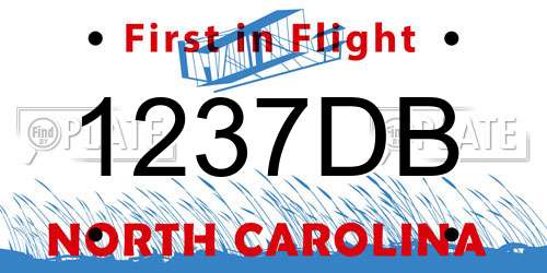 1237DB North Carolina License Plate