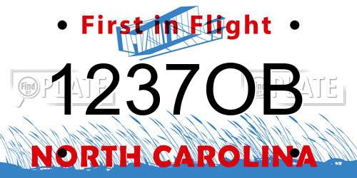 1237OB North Carolina License Plate