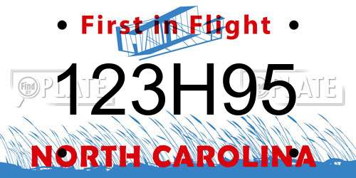 123H95 North Carolina License Plate