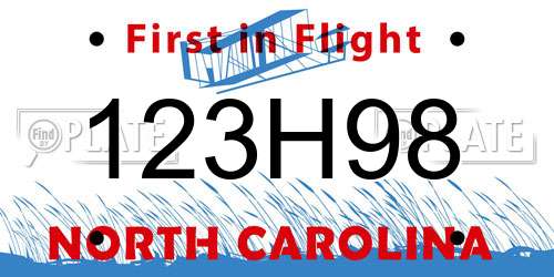 123H98 North Carolina License Plate