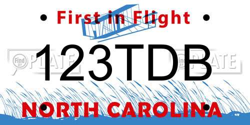 123TDB North Carolina License Plate