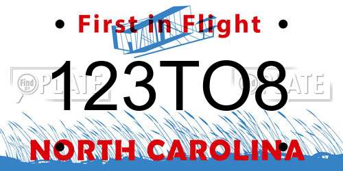 123TO8 North Carolina License Plate