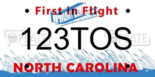 123TOS North Carolina License Plate