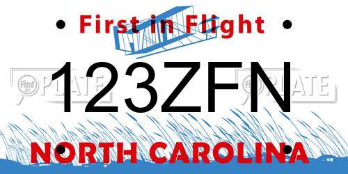 123ZFN North Carolina License Plate