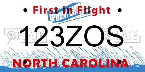 123ZOS North Carolina License Plate