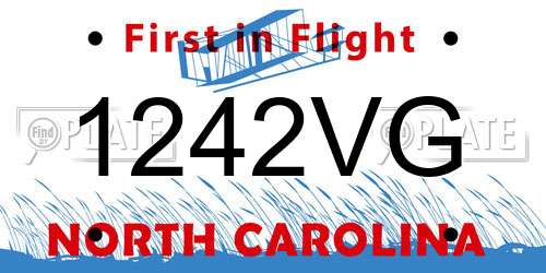 1242VG North Carolina License Plate