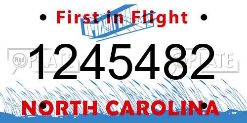 1245482 North Carolina License Plate