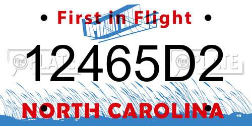 12465D2 North Carolina License Plate