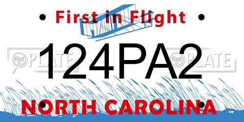 124PA2 North Carolina License Plate