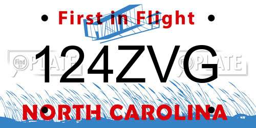 124ZVG North Carolina License Plate