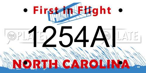 1254AI North Carolina License Plate