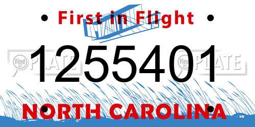 1255401 North Carolina License Plate