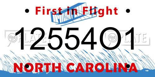 12554O1 North Carolina License Plate