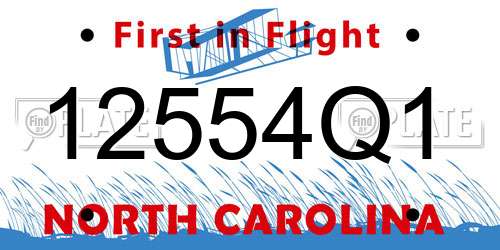 12554Q1 North Carolina License Plate