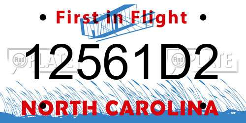 12561D2 North Carolina License Plate
