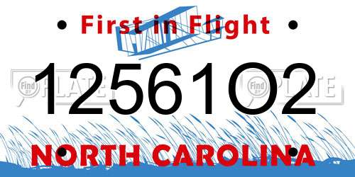 12561O2 North Carolina License Plate
