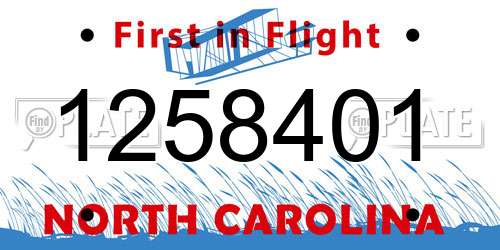 1258401 North Carolina License Plate