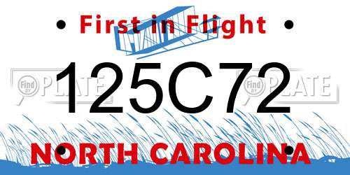 125C72 North Carolina License Plate