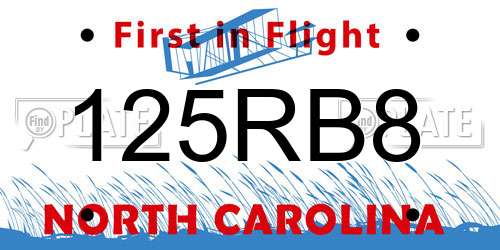 125RB8 North Carolina License Plate