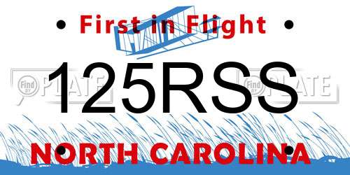 125RSS North Carolina License Plate