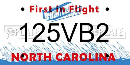125VB2 North Carolina License Plate