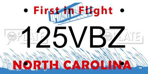 125VBZ North Carolina License Plate