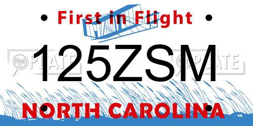 125ZSM North Carolina License Plate