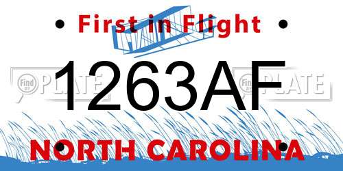 1263AF North Carolina License Plate