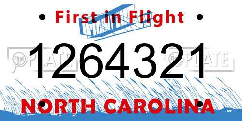 1264321 North Carolina License Plate