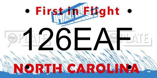 126EAF North Carolina License Plate