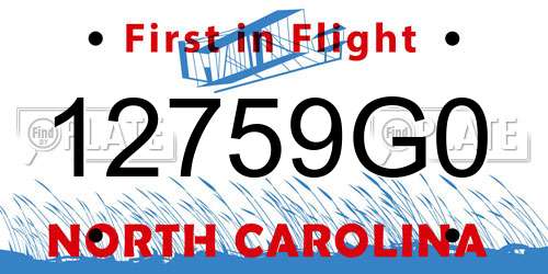 12759G0 North Carolina License Plate