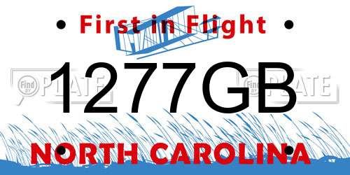 1277GB North Carolina License Plate