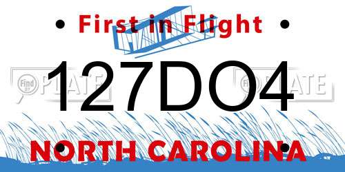 127DO4 North Carolina License Plate