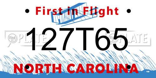 127T65 North Carolina License Plate