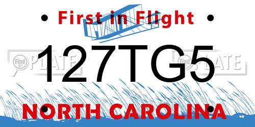 127TG5 North Carolina License Plate