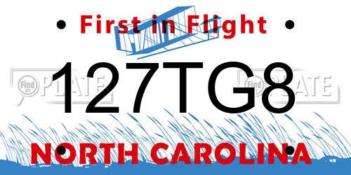 127TG8 North Carolina License Plate
