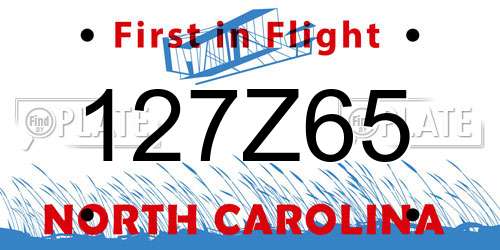 127Z65 North Carolina License Plate
