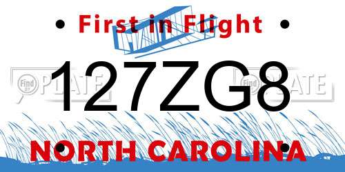 127ZG8 North Carolina License Plate