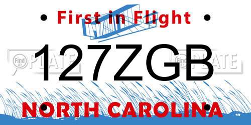127ZGB North Carolina License Plate